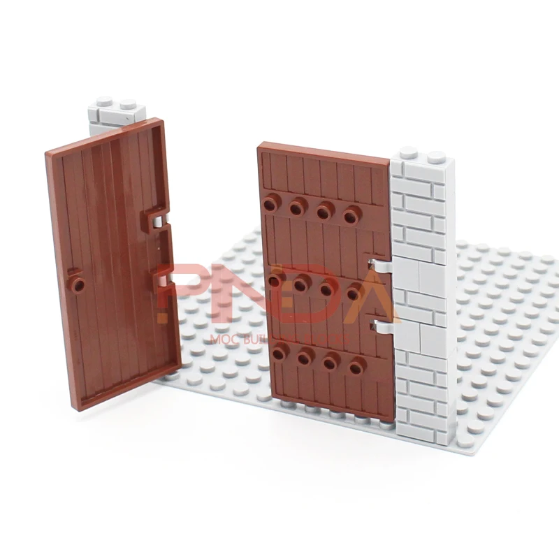 4 قطعة MOC لغز الجسيمات 87601 نصف ورقة بوابة خشبية كبيرة اللبنات بوابة خشبية ، القلعة القديمة ، برج القلعة ، بوابة المدينة