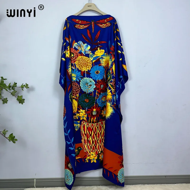 2023 WINYI Dress beach wear dresses boho Print abaya Dashiki Women muslim kaftan summer Color african dresses for woman vestido