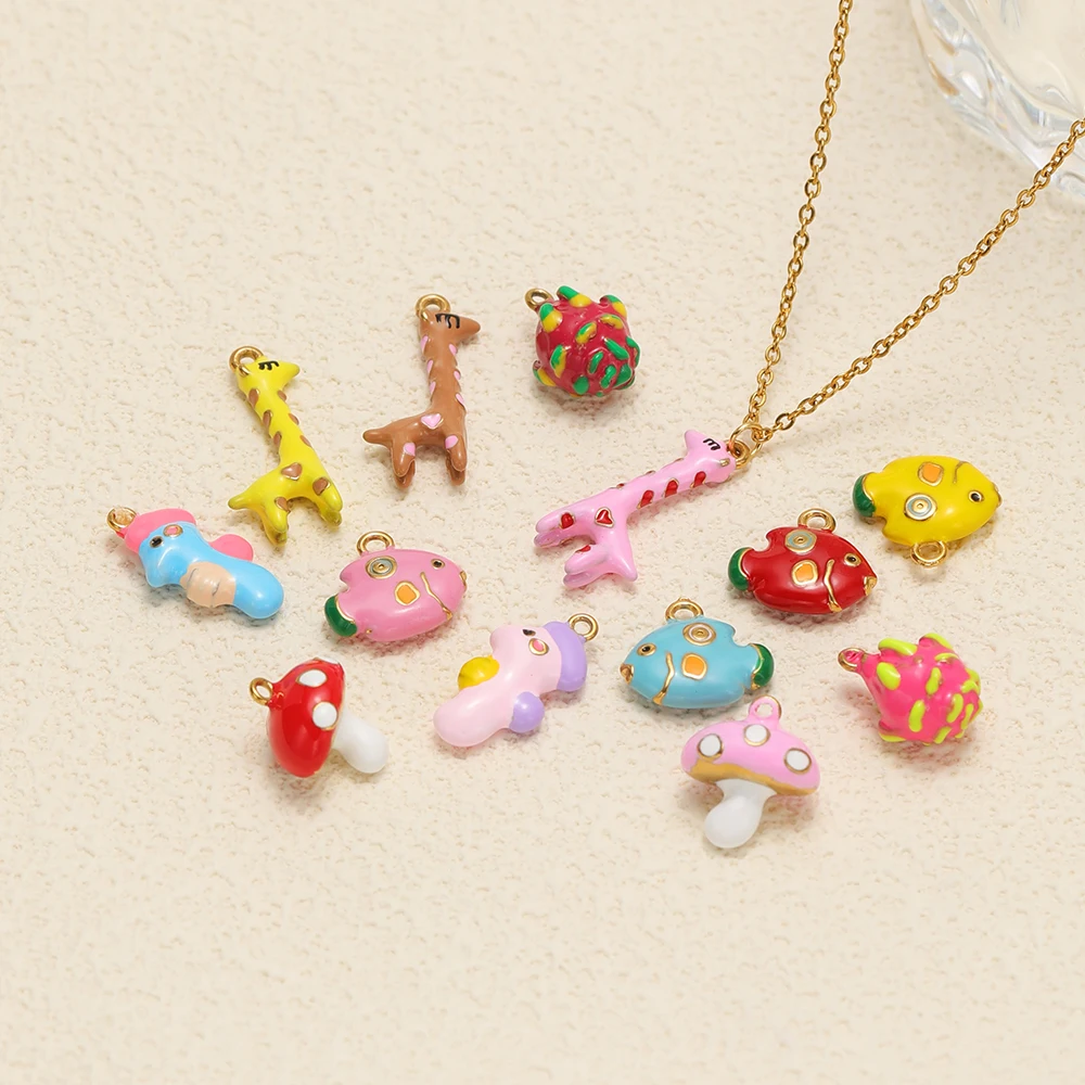 5 Stück Edelstahl 3D Giraffen-Anhänger Pitaya-Anhänger DIY Kinder-Schmuck Armband-Zubehör Halskette Mädchen-Ohrringe Bastelzubehör – Detail 5
