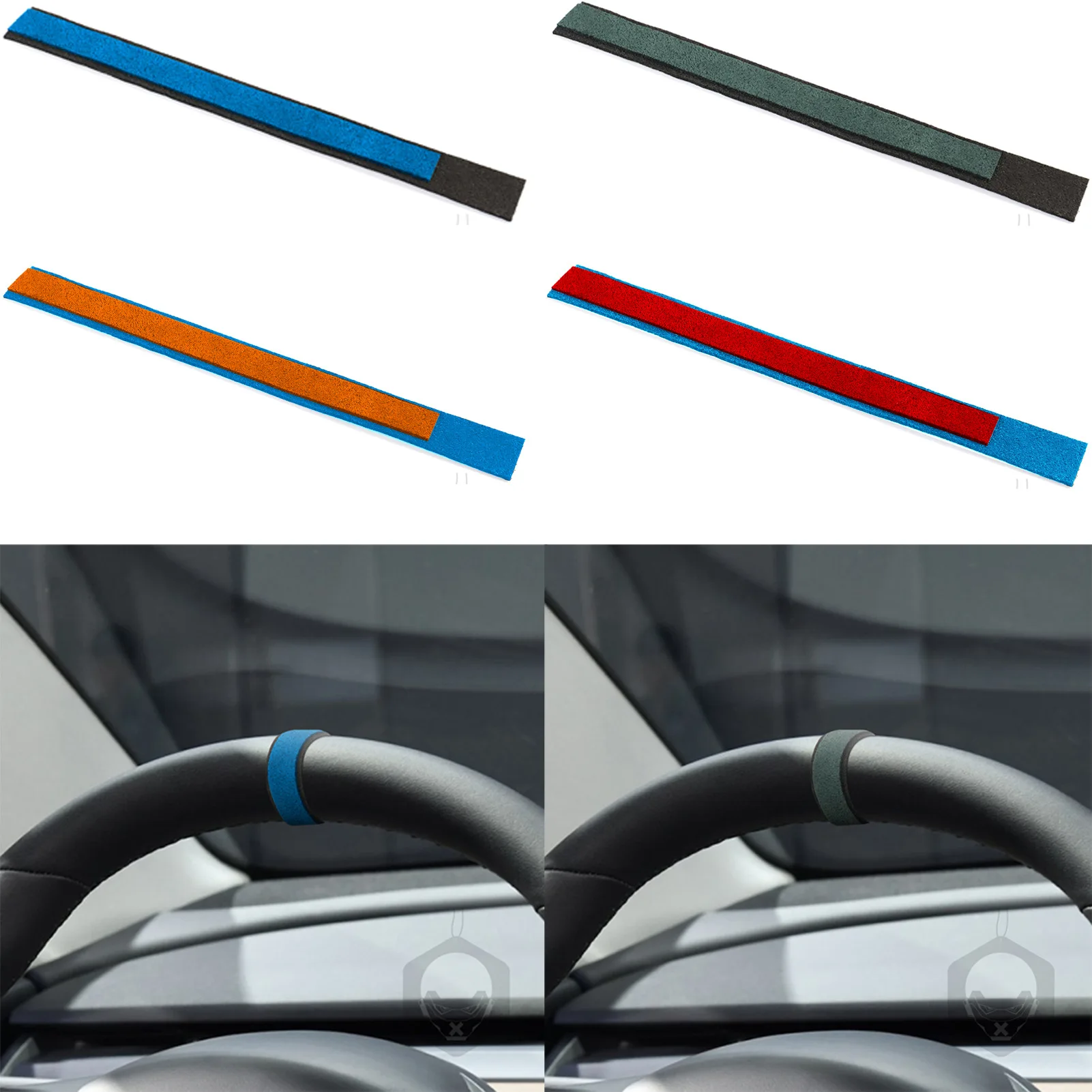 Suitable for Tesla model 3/Y steering wheel return standard soft suede car interior sticker personalized universal
