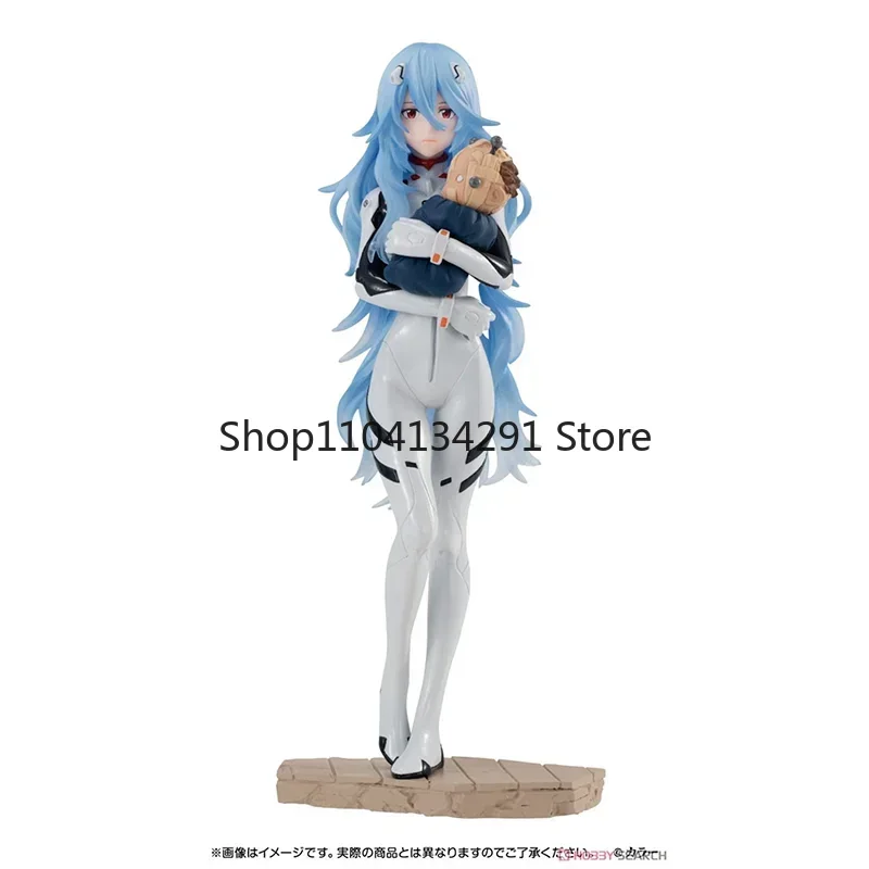 Bandai Original EVANGELION figura de Anime Ayanami Rei Shokugan figuras de acción de pelo largo juguetes para niños regalo modelo coleccionable