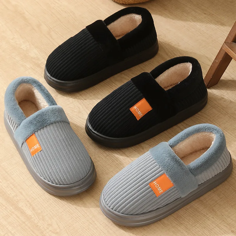 Herren-Winterhausschuhe in Übergröße, Warme Baumwoll-Pantoffeln mit Plüschfleece-Futter, Dicke Sohle, Rutschfeste Indoor-Schuhe – Detail 10