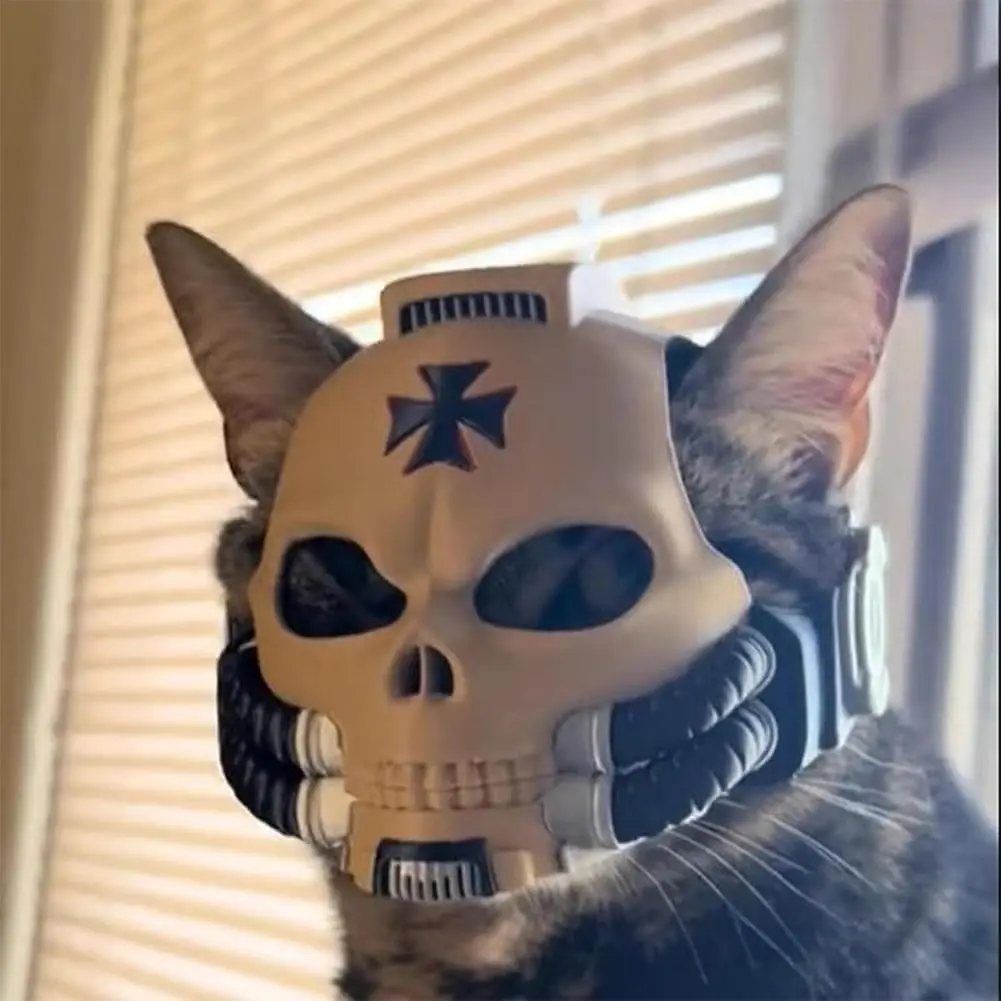 خوذة القط التأثيرية، قبعة الخيال العلمي، خوذة معركة نهائية مستوحاة من الخيال العلمي، زي رائع للحيوانات الأليفة لالتقاط الصور في الهالوين، إكسسوارات الحيوانات الأليفة المضحكة #3