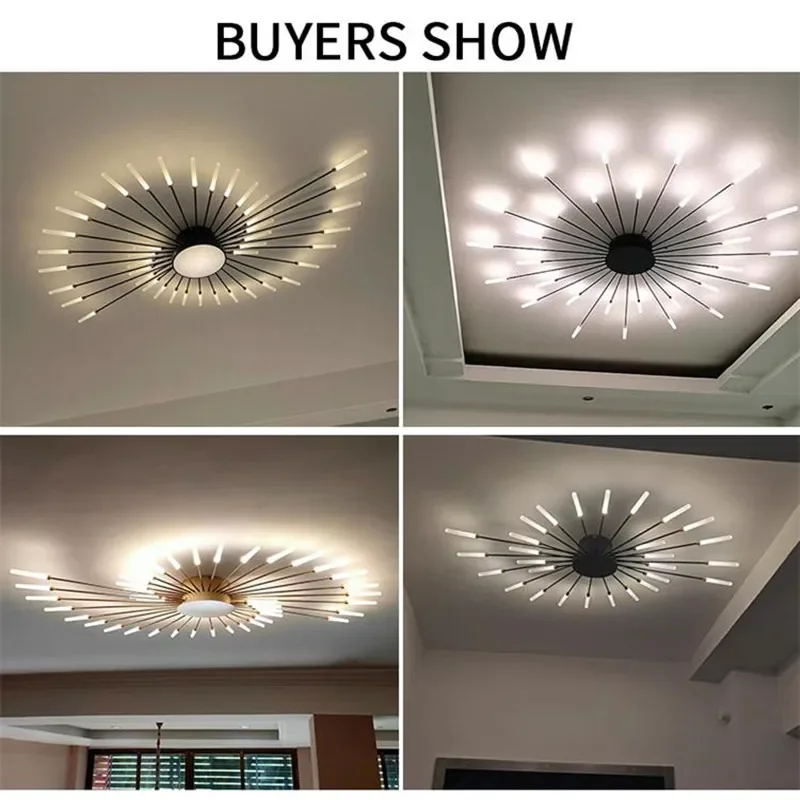 Moderne Led Vuurwerk Plafondlamp Luxe Huishoudelijke Living Eetkamer Rroom Slaapkamer Plafond Licht Glans Armaturen