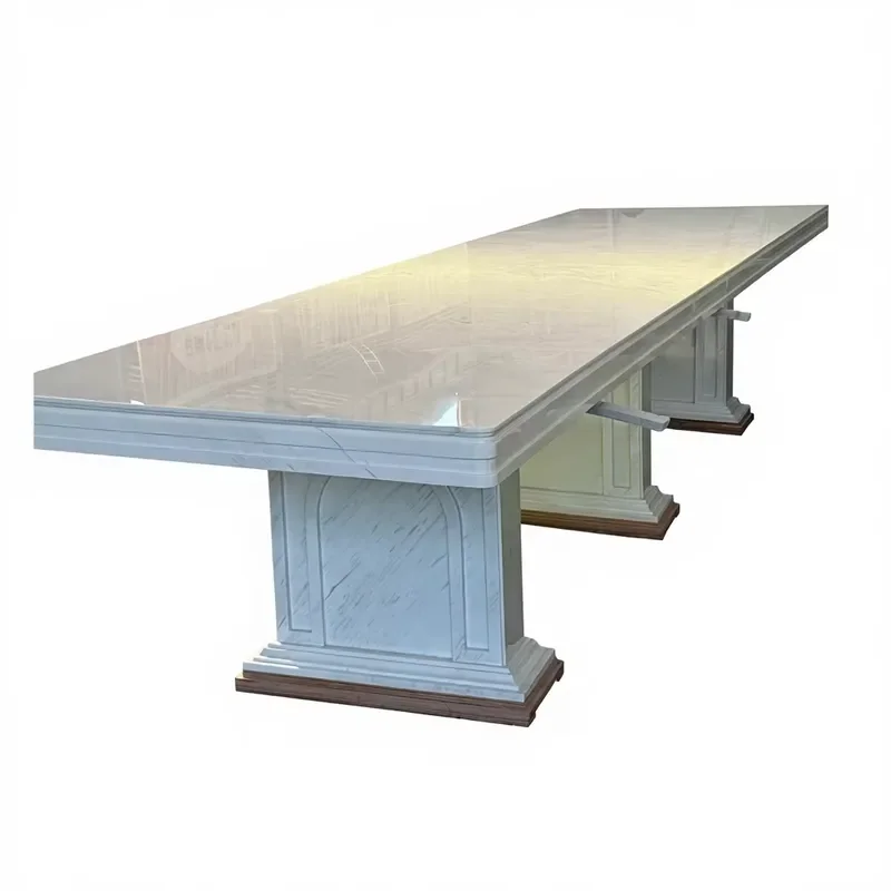 Custom White Marble Dining Table Modern Natural Stone Countertop Design Water Resistant Hotel Use Interior Decor