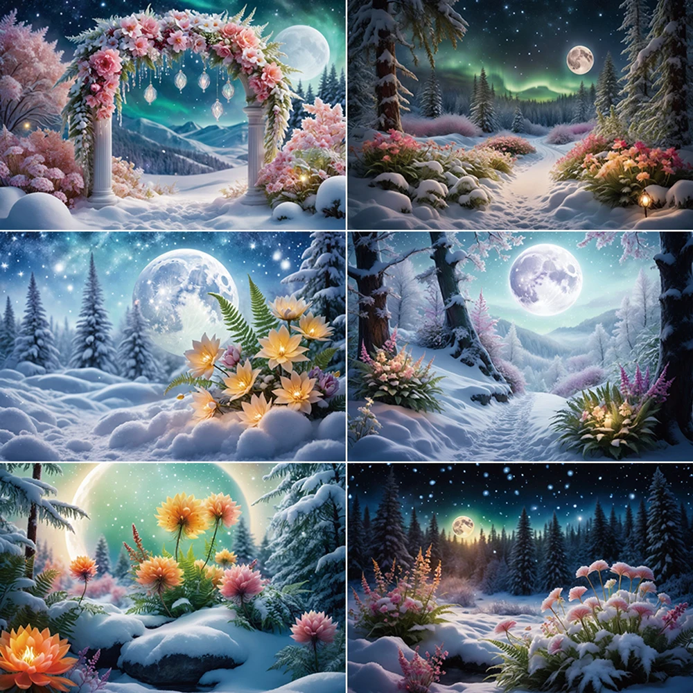 

MOON.QG Winter Fairy Forest Photography Backdrop Children Enchanted Garden Birthday Party Background Studio Shooting Accessories