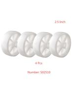 4 Pcs/Lot Casters 2.5 Inch White Pp Single Wheel Diameter 65mm Bearingless Plastic Machine Equipment