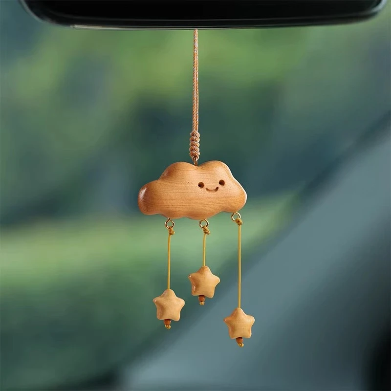 Cliff Cypress Cloud Car Pendant Household Simple High-end Car Interior Decoration Wood Safety Assurance Rearview Mirror Pendant