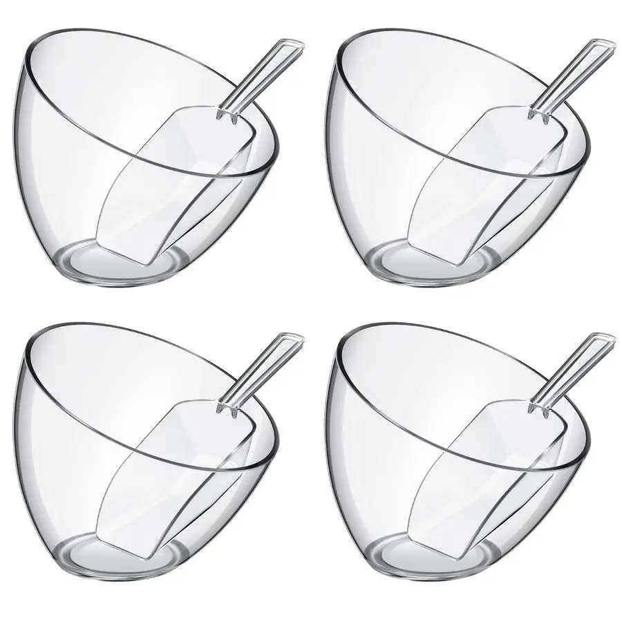 

8 Pcs Serving Bowls Kit Include Plastic Bowls for Parties and Popcorn Measuring Scoops Acrylic Plastic Kitchen Angled Candy Scoo