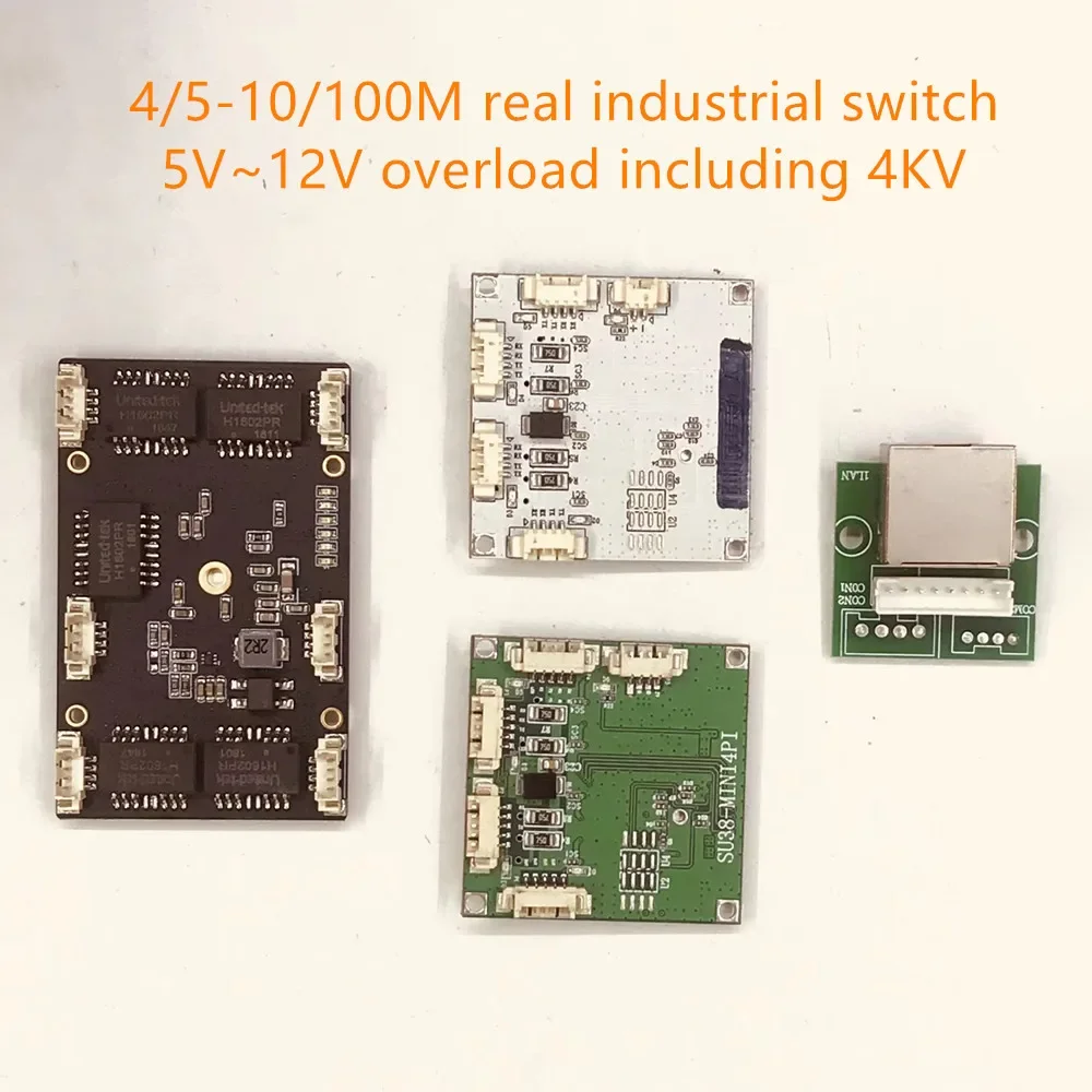 4 10/100M  Industrial Ethernet Switch board 802.3af/AT port power supply 100M switch PD separation buck 12vTemperature-40 to 75℃