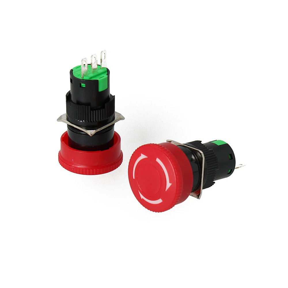 

ABILKEEN 16mm Mushroom Head Rotary Emergency Stop Switch 1NO1NC Self-Latching Type AC125V 6A Emergency Stop Power Switch