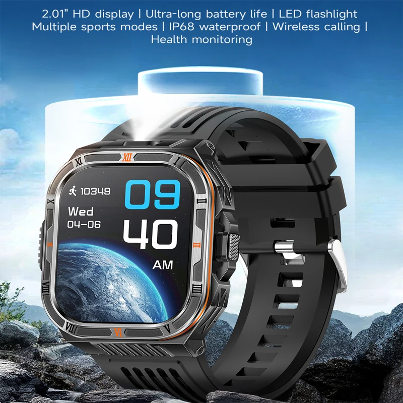 T-REX3 ULTRA GPS Smart Watch for Men 1100mAh Battery Compass 3ATM Waterproof Sport Tactics Flashlight BT Call Waterproof Smart B