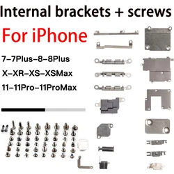 Wszystkie śruby + pełny zestaw małych metalowych wsporników wewnętrznych do iPhone'a 7 7P 8 8Plus X XS XR XSMax 11 Pro Max