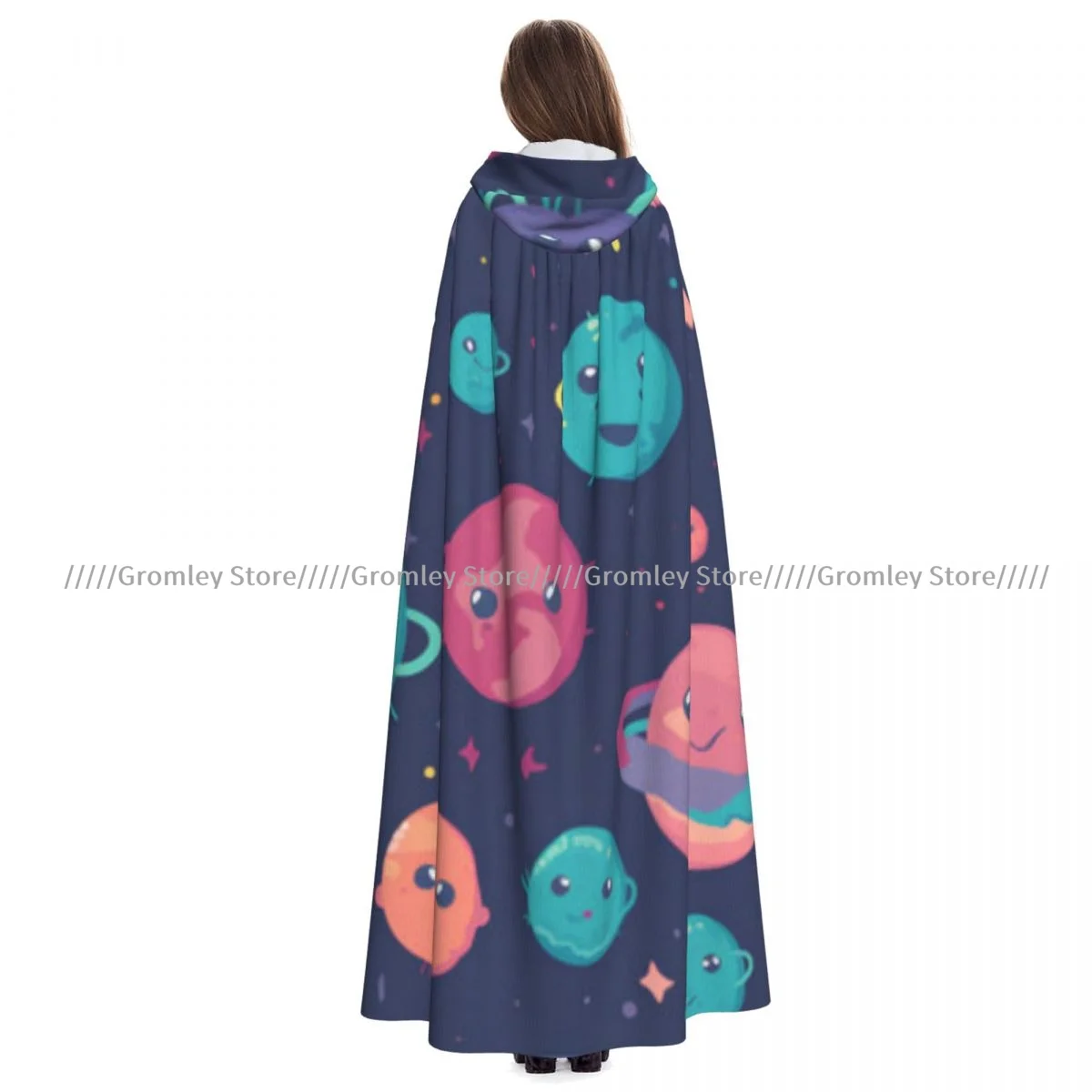 Cartoon Planets Space Witch Cloak Halloween Cosplay Costume Adult Unisex Cloak Retro Ages Cape