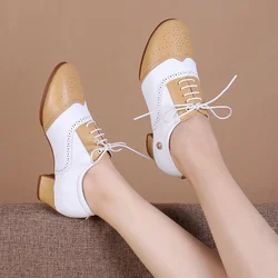 Women Dance Shoes Latin Microfiber Upper Soft Rubber Sole Tango Jazz Salsa Ballroom Shoe Non-Slip Middle Heel Ladies Sneakers