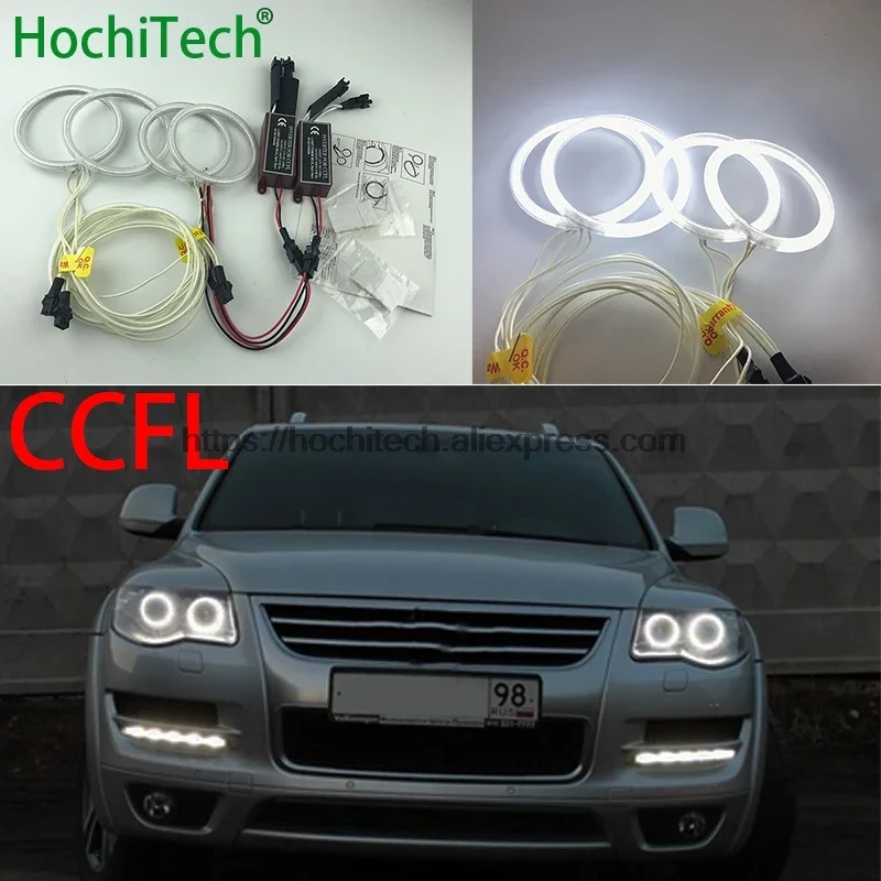 

WHITE 6000K CCFL Headlight Halo Angel Eyes Kit Angel Eyes Light HochiTech for Volkswagen VW Touareg 2007 08 09 2010 Car Styling
