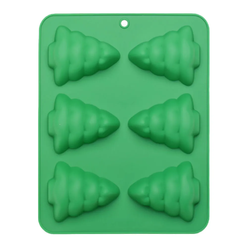 

1pc Christmas Tree Silicone Mold 6 Grid Baking Tray For Cake Mousse Chocolate Dessert Making Xmas Party Oven Freezer Microwave