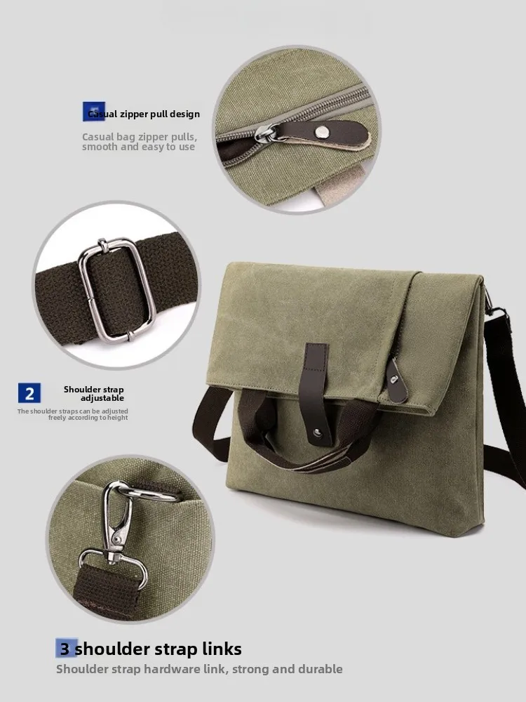 حقيبة كتف واحدة جديدة بسيطة ورجعية للرجال، حقيبة كروس خفيفة الوزن متعددة الوظائف، حقيبة كروس من القماش ذات سعة كبيرة #5