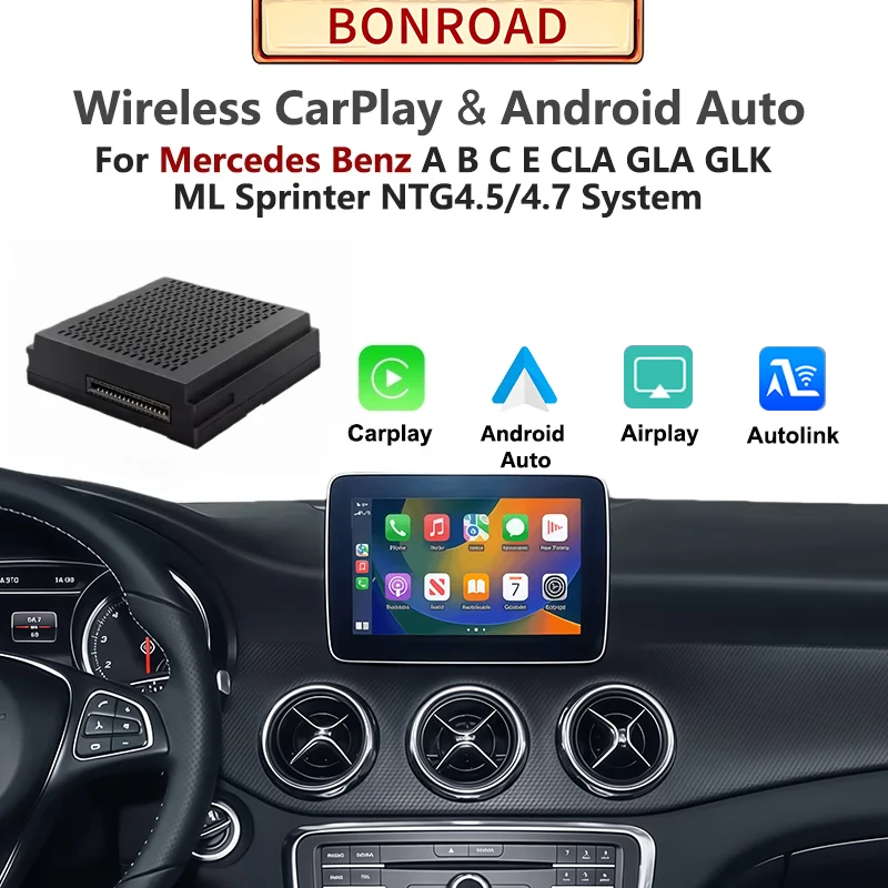 Wireless CarPlay Android Auto For Mercedes Benz A B C E CLA GLA GLK ML Sprinter NTG4.5 Becker Module with AirPlay GPS Navigation