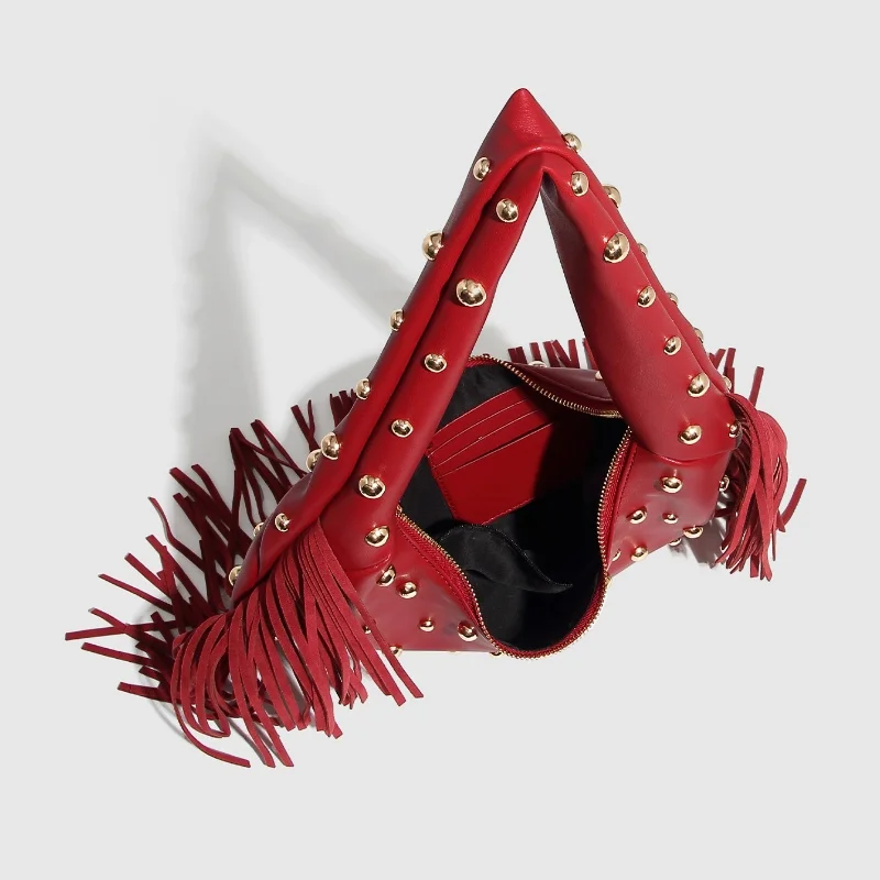 Сумка для пельменей в стиле ретро с кисточками и заклепками, 2025, женские сумки с локомотивами, большая вместительная сумка для подмышек, сумки из искусственной кожи высокого качества