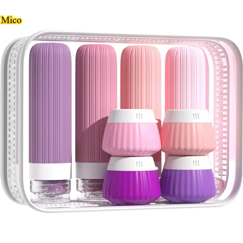 

8PCS Travel Storage Bottles Set Leak-Proof Silicone Travel Containers Home & Travel Toiletry Organizer Jars