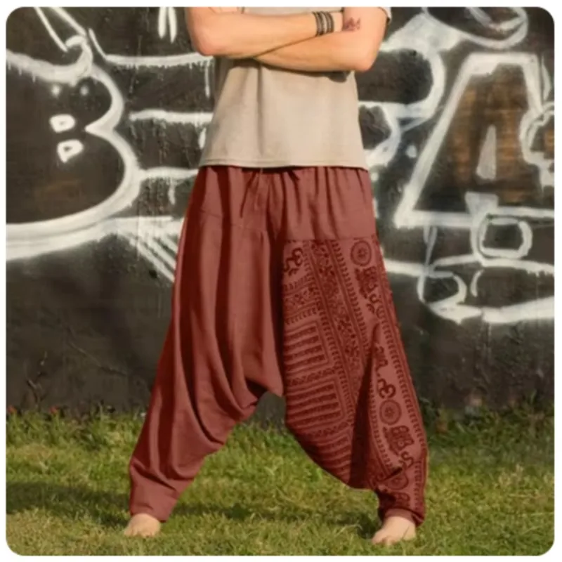 بنطلون رجالي من القطن والكتان ، ساق واسعة ، طول كامل ، أنيق ، صلب ، خصر مرن ، كلاسيكي ، سروال ، الربيع ، الخريف ، #2