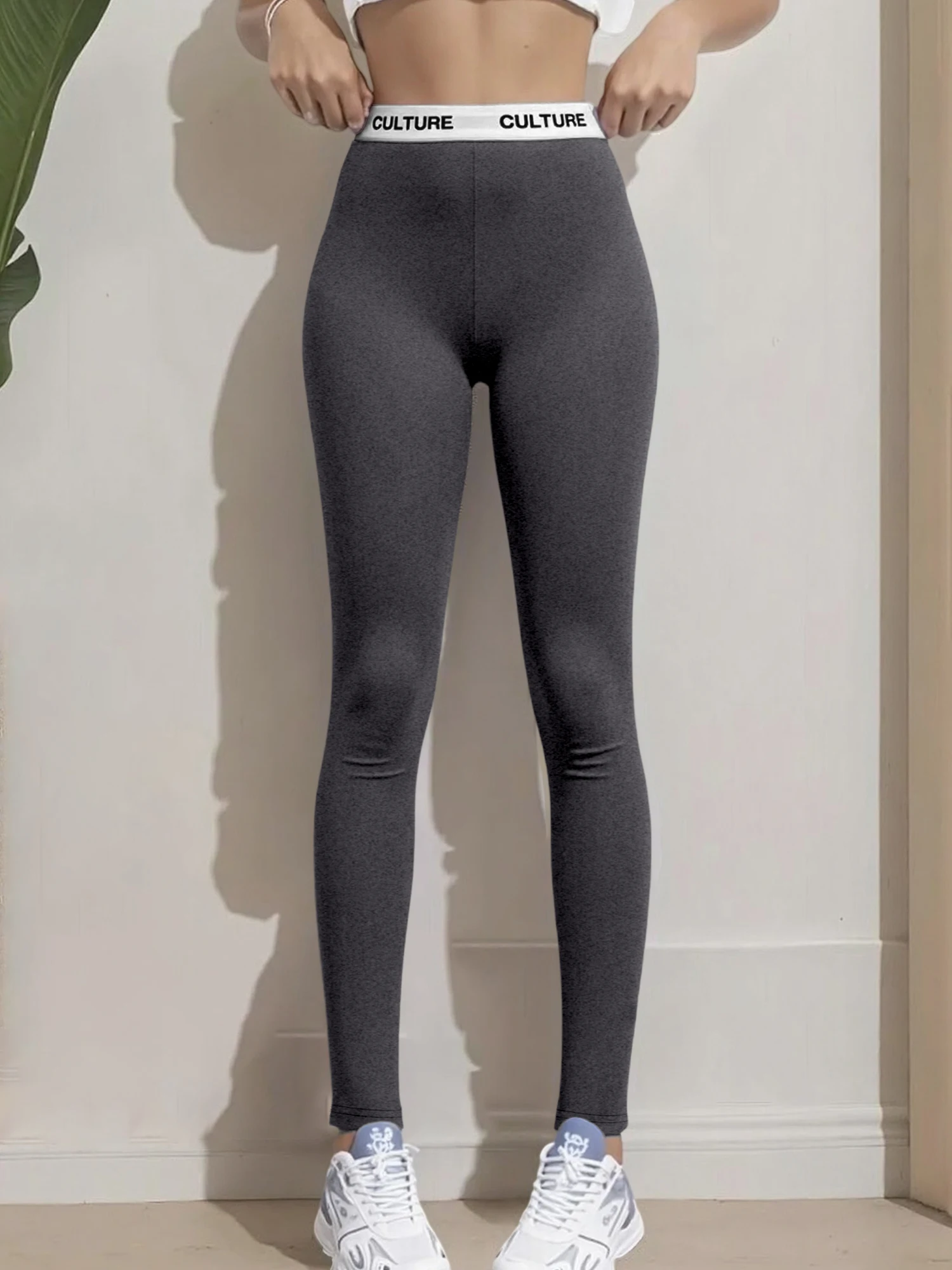 

High Waist CULTURE Letter Waistband Leggings Women Butt Lifting Seamless Yoga Pants for Workout Running Casual Daily