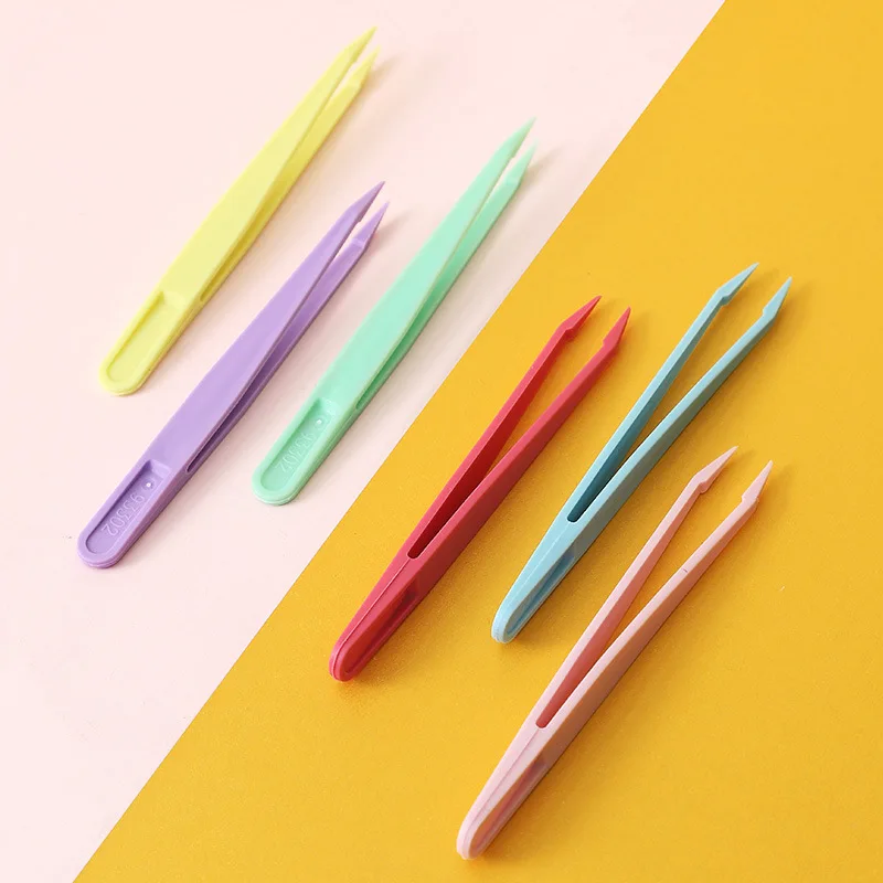 10Pcs 12CM Colorful Plastic Tweezers Nylon Reinforced Clamp Succulent Plants Tool Children\'s DIY Handmade Toy Tweezers