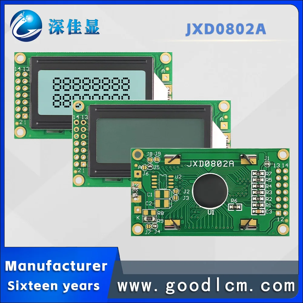 08*02 VA  STN FSTN LCM display 0802 lcd display module 8 CHARACTERS*2 LINES BUILT IN CONTROLLER SPLC780D OR KS0066 5V