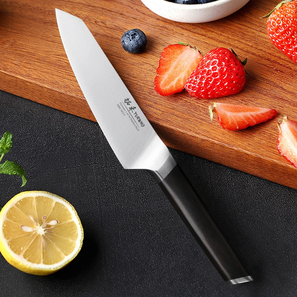 TURWHO 5 Inch Kitchen Utility Knives German 1.4116 Stainless Steel Chef Knife Fruits Vegetables Slicing Kitchen Paring Tools