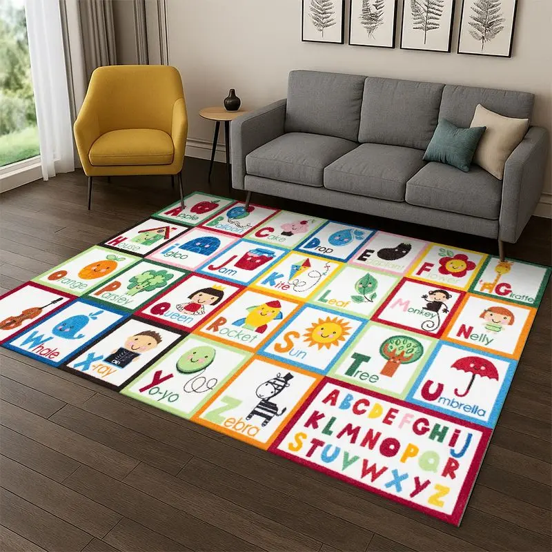 Alphabet ABC Early Education Cartoon Kids Playroom Children Crawling Carpet Rug for Bedroom Living Room Sofa Non-slip Home Decor