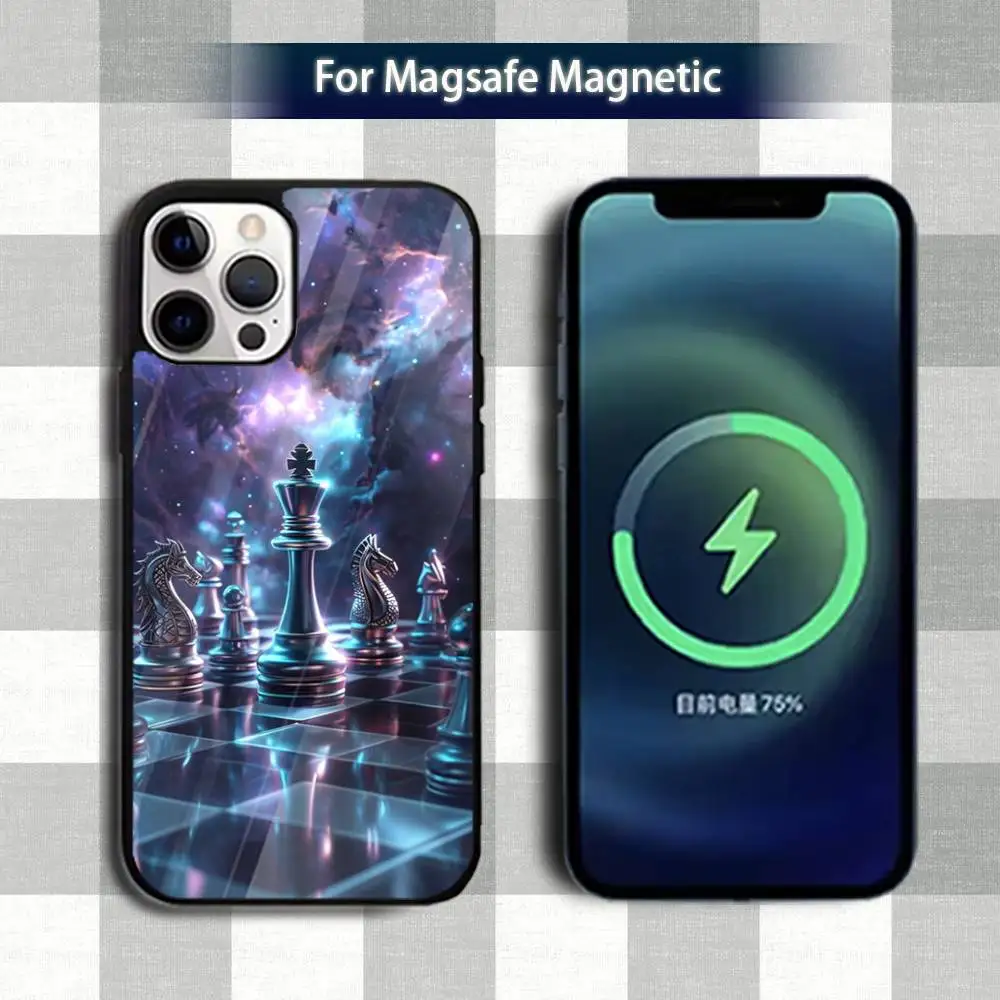 Black and white Chess Board Phone Case For iPhone 13,12,15,17,11,16,14,Pro,Max,Plus,Mini,Magsafe,Magnetic Wireless Charging Case