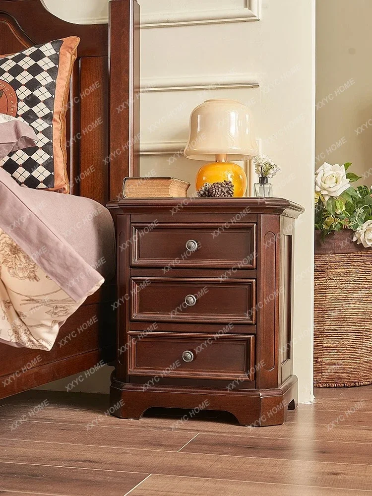 HMJAll solid wood bedside table   retro storage home bedroom simple storage fashionable high-end new models
