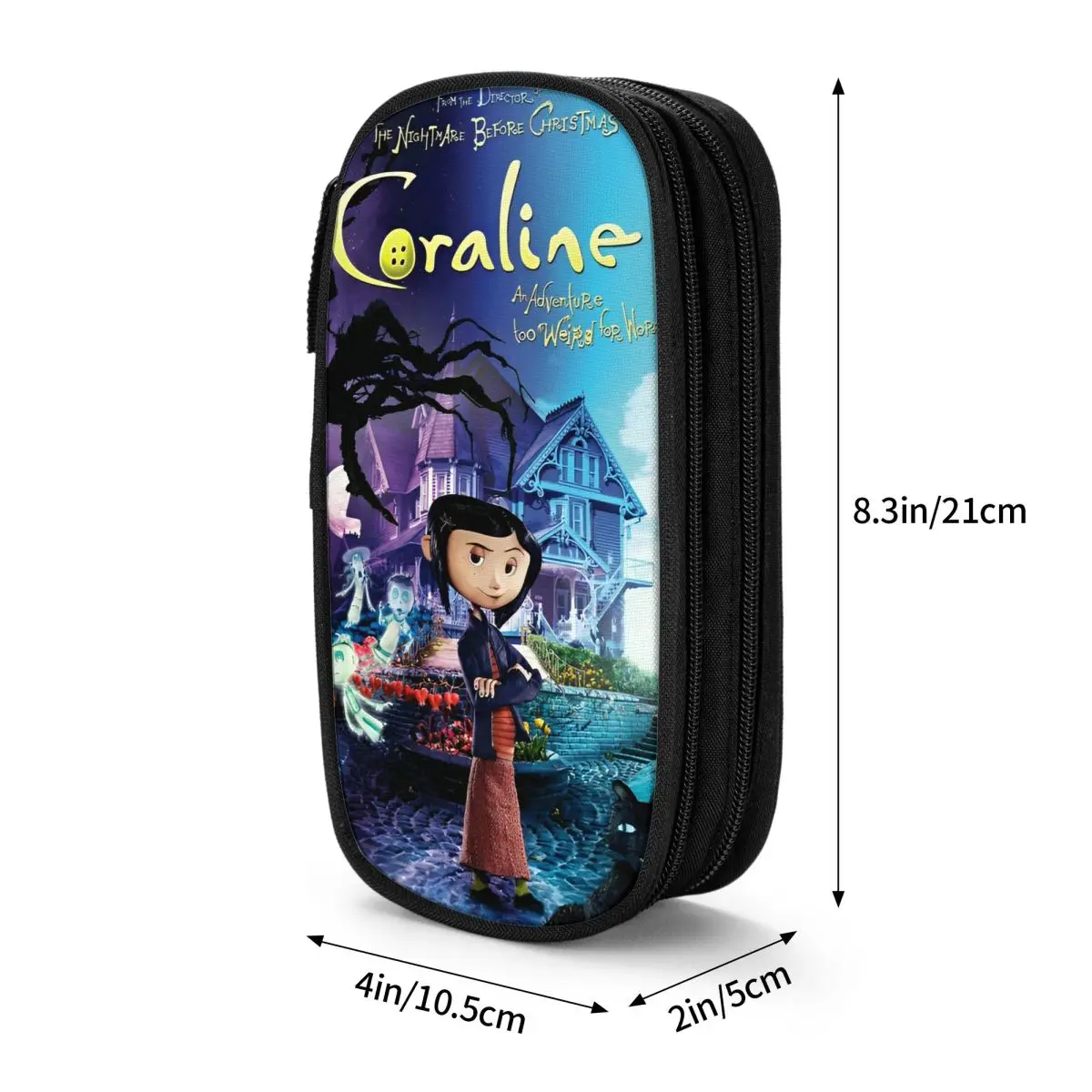 Coralines Doll Horror Cartoon Pen Box Double Layer Large Capacity School Accessories Pencil Box Perfect Gifts