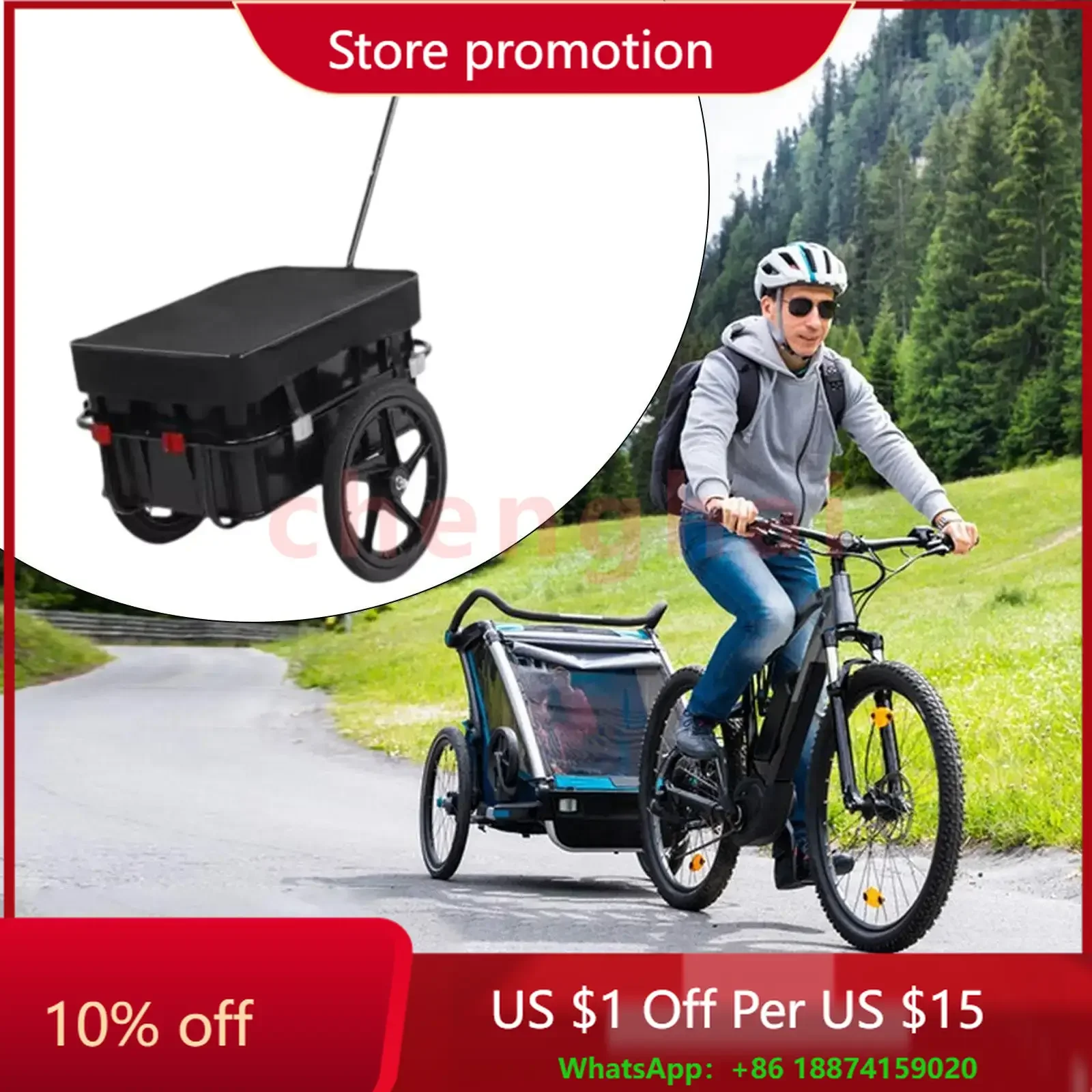

Bike Cargo Trailer Cart with Wheels Universal Bicycle Wagon Cart Transport Towable Pet Cart for Shopping Garden Outdoor Trips