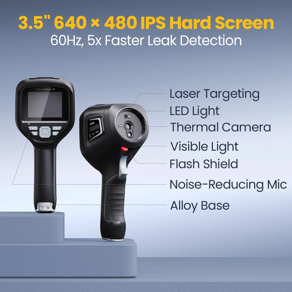 550℃ Thor002 Diagnostics Thermal Camera Machine Repair Inspection 512×384 IR Resolution 4x Zoom Laser Pointer LED Lamp Thermal