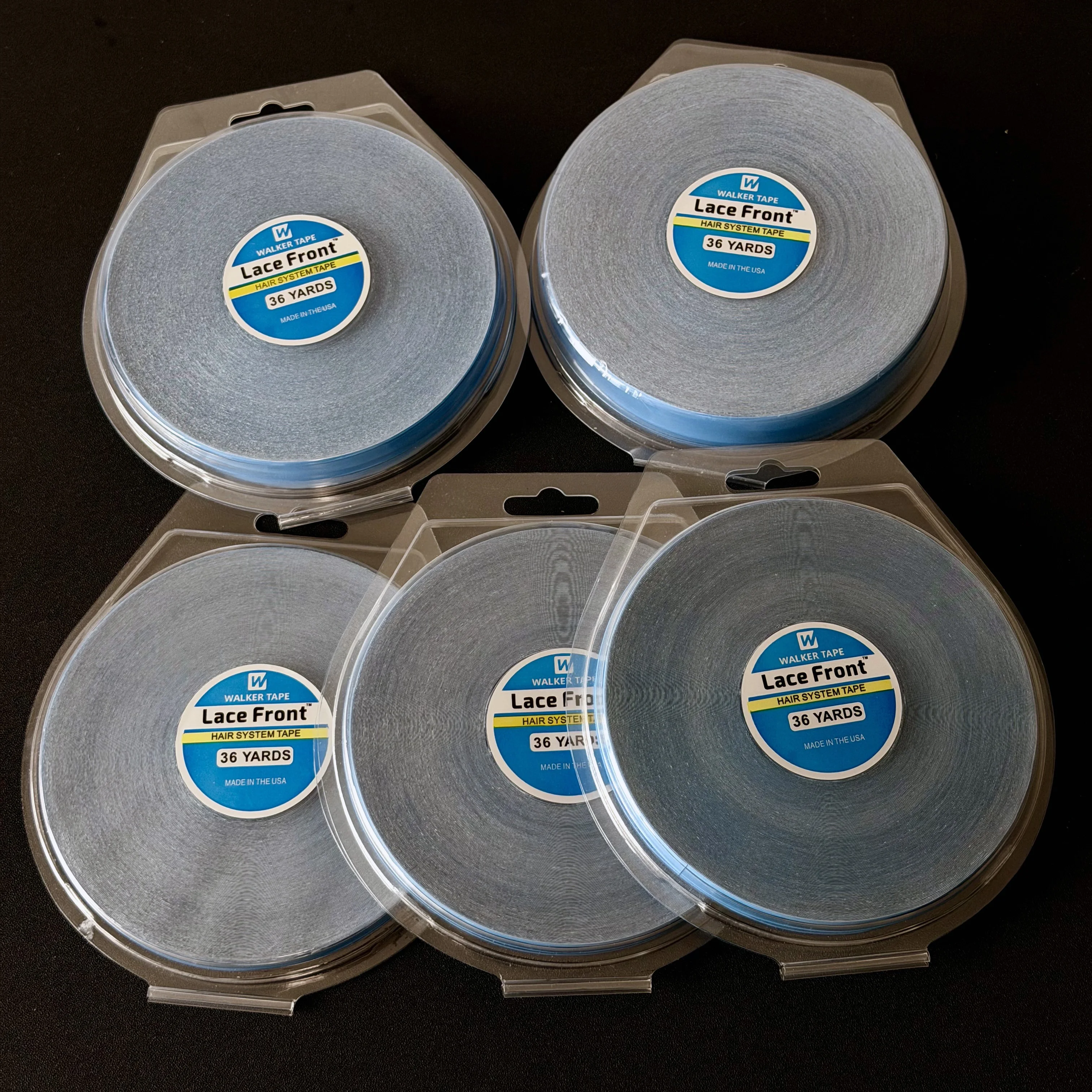 

Blue Walker Tape Lace Front Hair System 36 Yards 5 Sizes 0.8-2.54cm Blister Packaged for Wig Toupee Adhesive