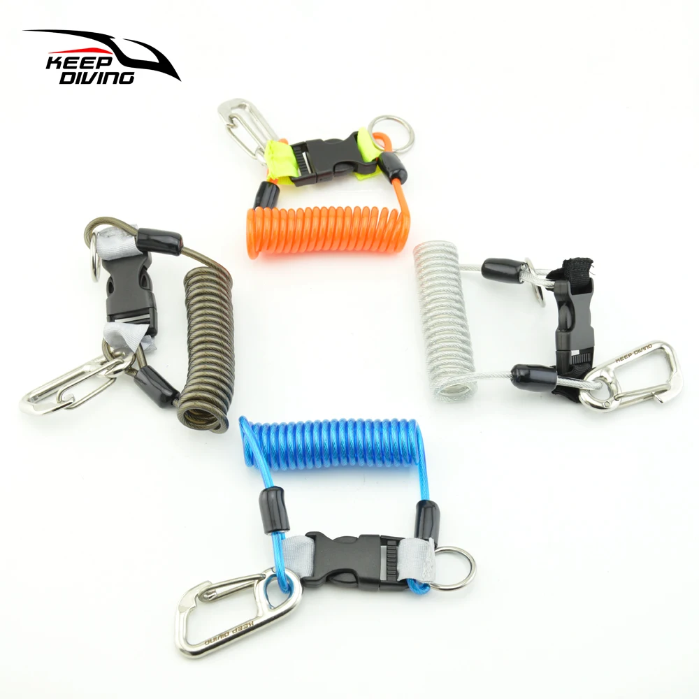 1 قطعة إبقاء الغوص الغوص مكافحة خسر دوامة الربيع لفائف الحبل أداة الطوارئ السلامة مع مشبك واحد سريع التحرير