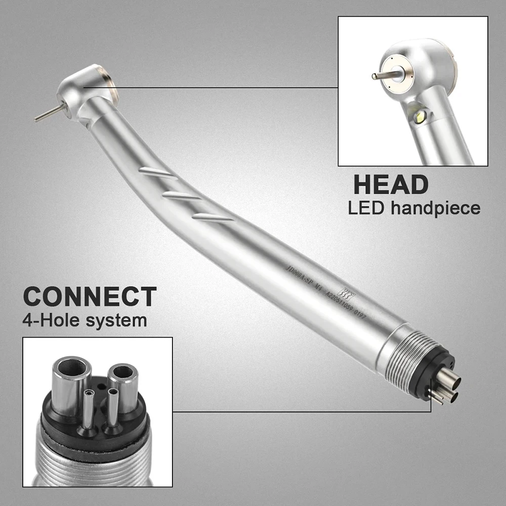 AZDENT-Dental LED Handpiece, alta velocidade, cabeça padrão, botão, equipamentos de odontologia, ferramentas de laboratório, 2/4 furos