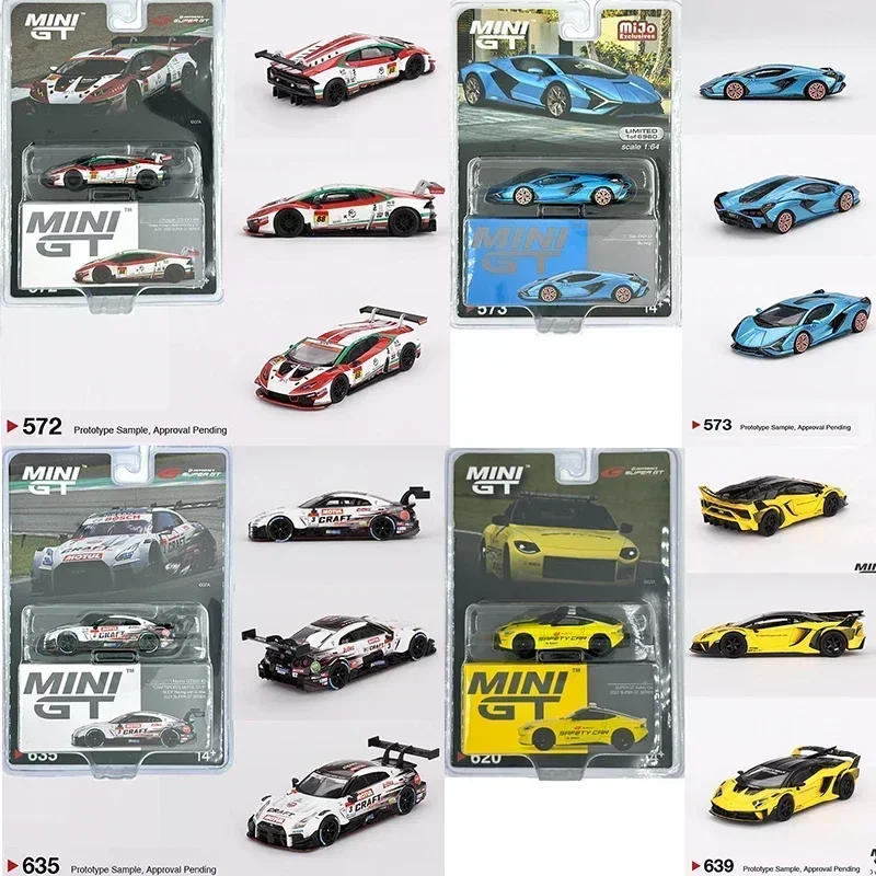 MINIGT Packaging 1:64 Centodieci Skyline GT-R R34 Huracan EVO Shelby GT500 Aventador GT Civic R Diecast Car Model Collection