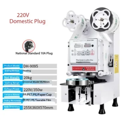 Full Automatic Bubble Tea Cup Sealing Machine For 90MM 95CM PP/PE/Paper Cup Sealer Milk Tea Cup Boba Tea Sealing Machine