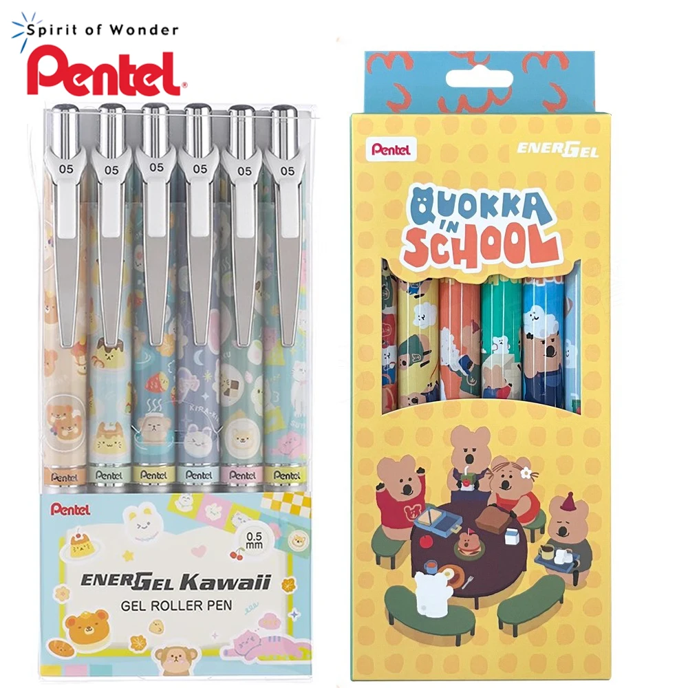 

5pcs Japan Pentel Animal Limited Quick-drying Gel Pen BLN75 Half-needle Tube Large-capacity Brush Black Pen Cute Stationery