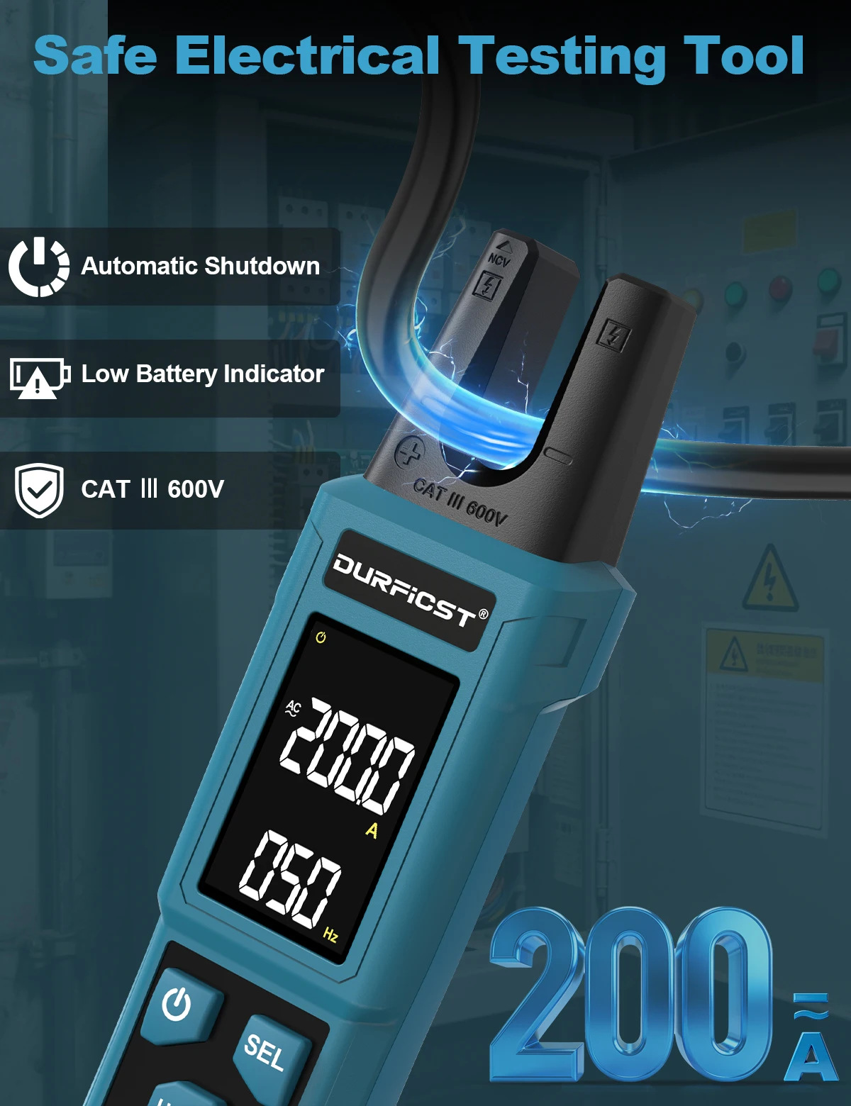 

Digital Fork Meter Clamp Meter Tester Multimeter 600A AC DC Voltage Current Counts Ammeter Voltmeter NCV Resistance Capacitor
