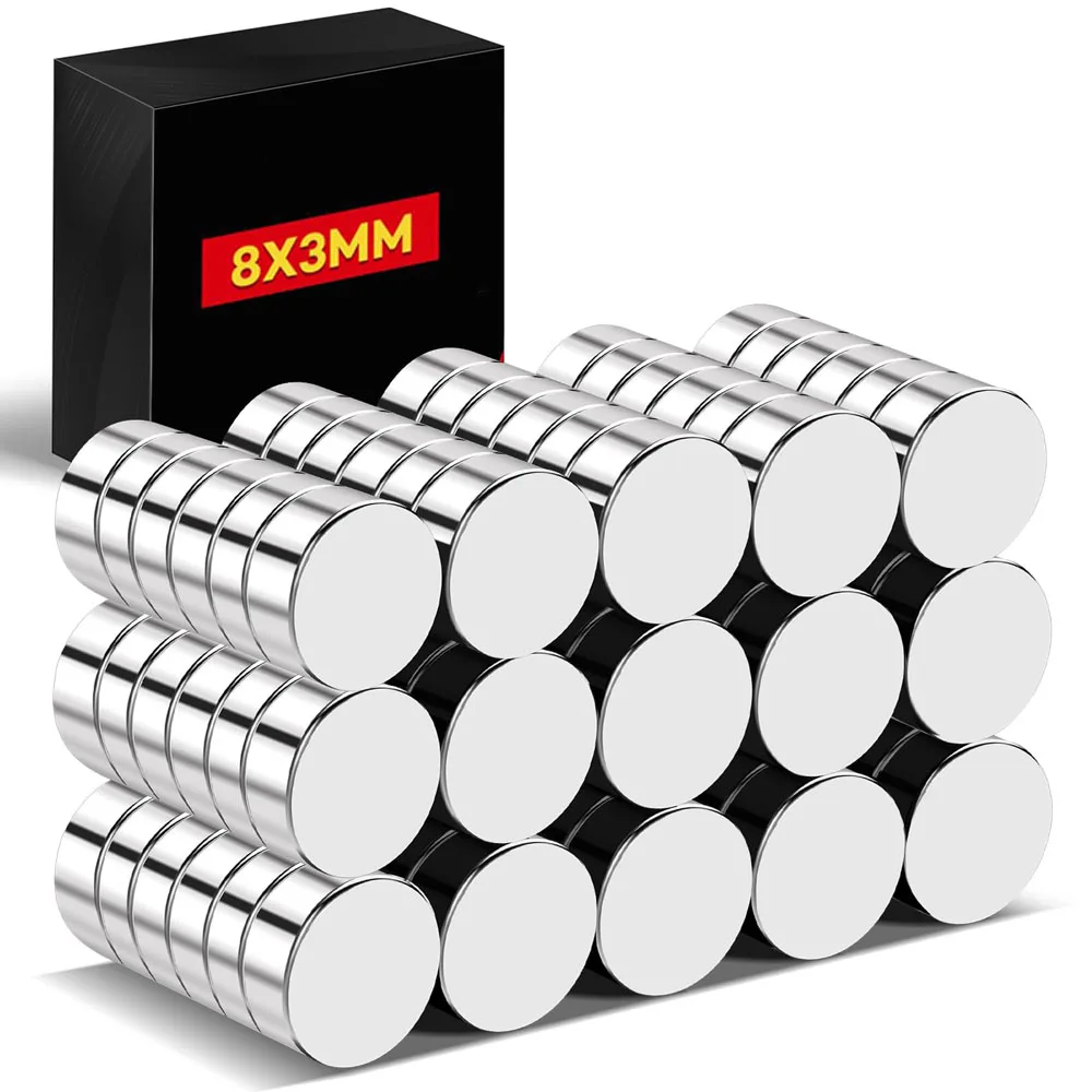 Small Round Magnets - D8x3mm Miniature Disc Magnets, Ideal for Office Use, Miniature Round Buttons, Storage, Tool Organization