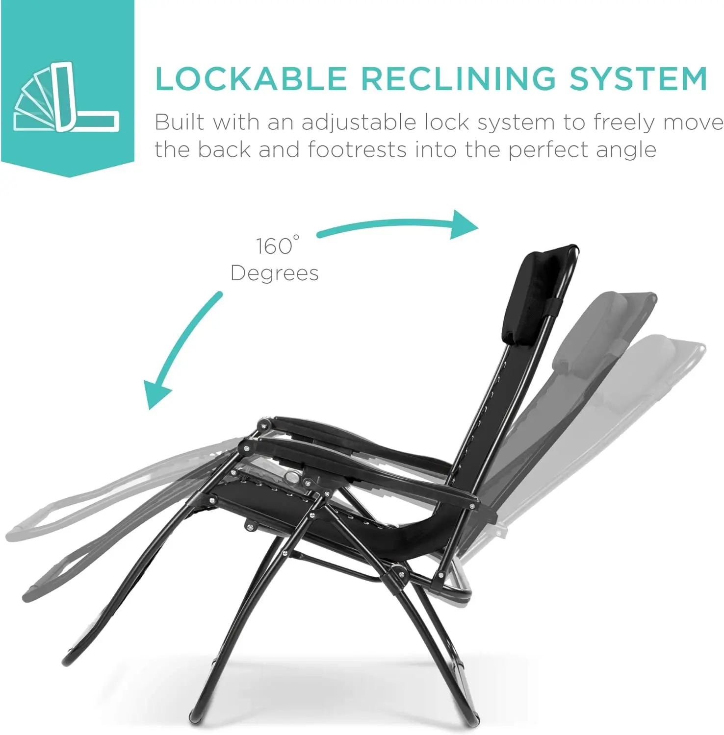 Oversized Zero Gravity Chair, Folding Outdoor Patio Lounge Recliner w/Cup Holder Accessory Tray and Removable Pillow