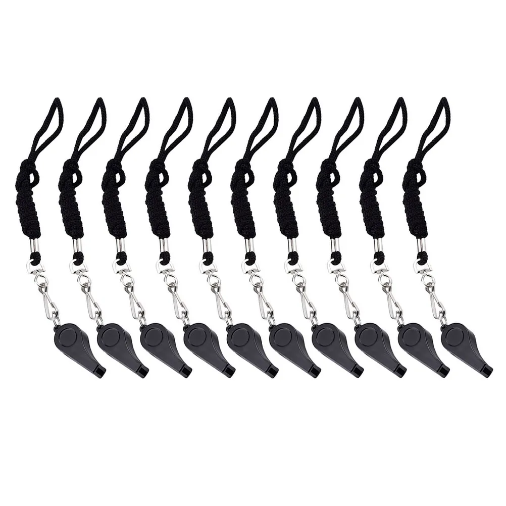 10pcs Loud Portable Plastic Whistle for Teachers, Referees, Hiking, Camping & Emergency Safety Keychain