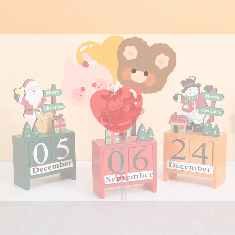 

Wooden Christmas Countdown Calendar Santa Claus Snowman DIY For Tabletop Ornaments Festive Holiday Home Decor Xmas Gifts For Kid