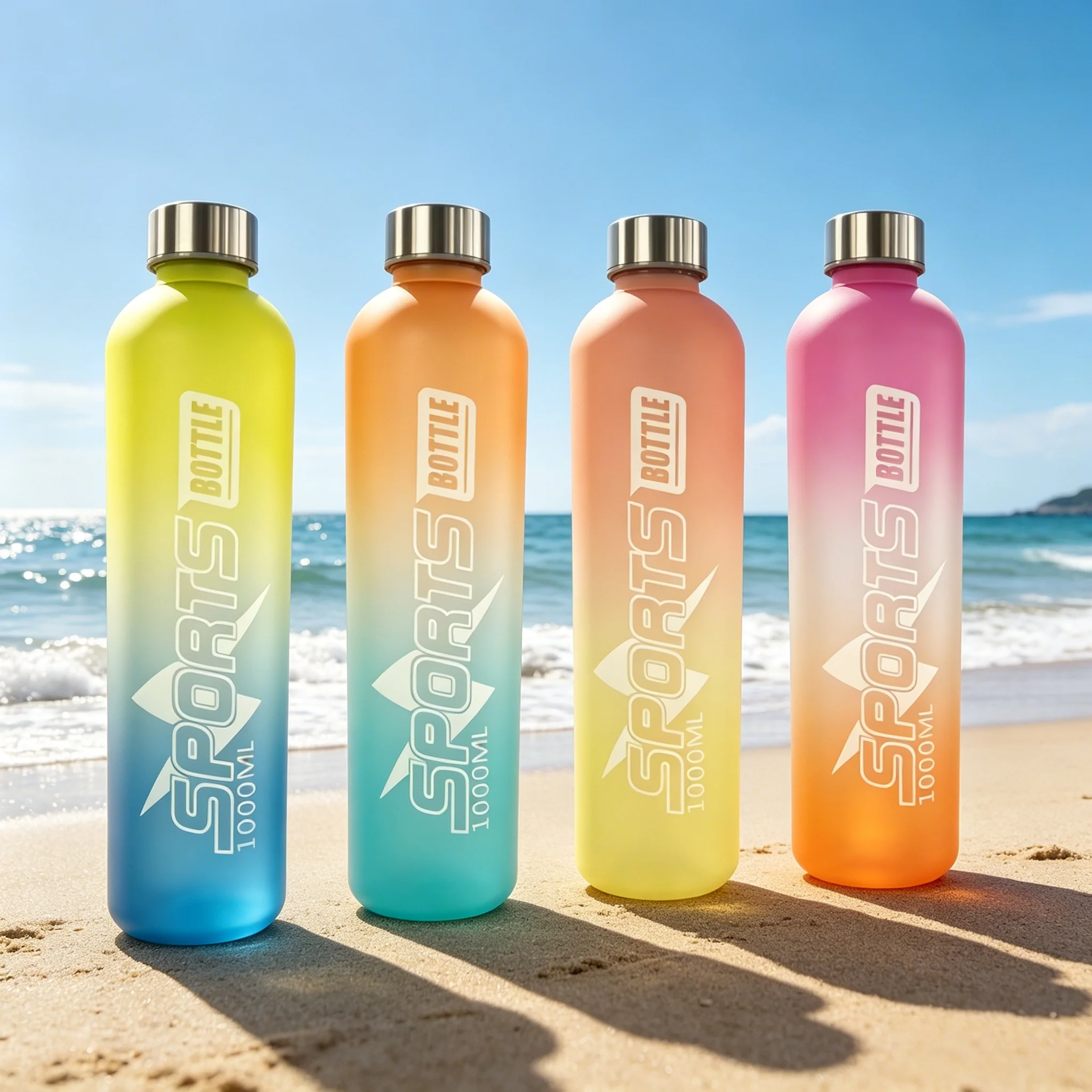 1000ML Portable BPA-Free Gradient Water Bottle - 1pc PC Material, Sealable, High Aesthetic Sports Flask for Outdoor Activities