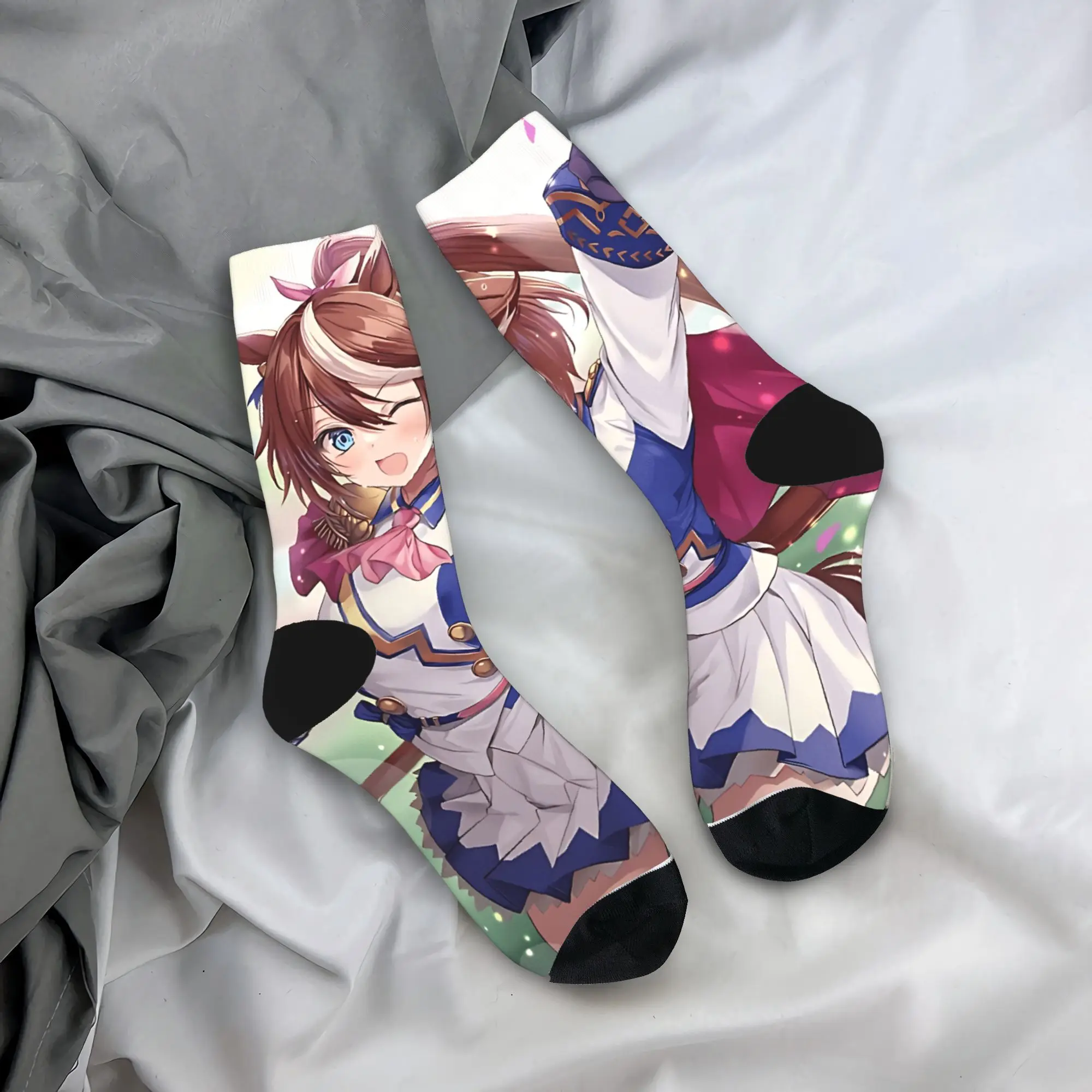 

Tokai Teio Uma Musume, дизайнерские чулки, забавные носки, зимние нескользящие носки, женские и мужские мягкие дышащие носки для скейтборда