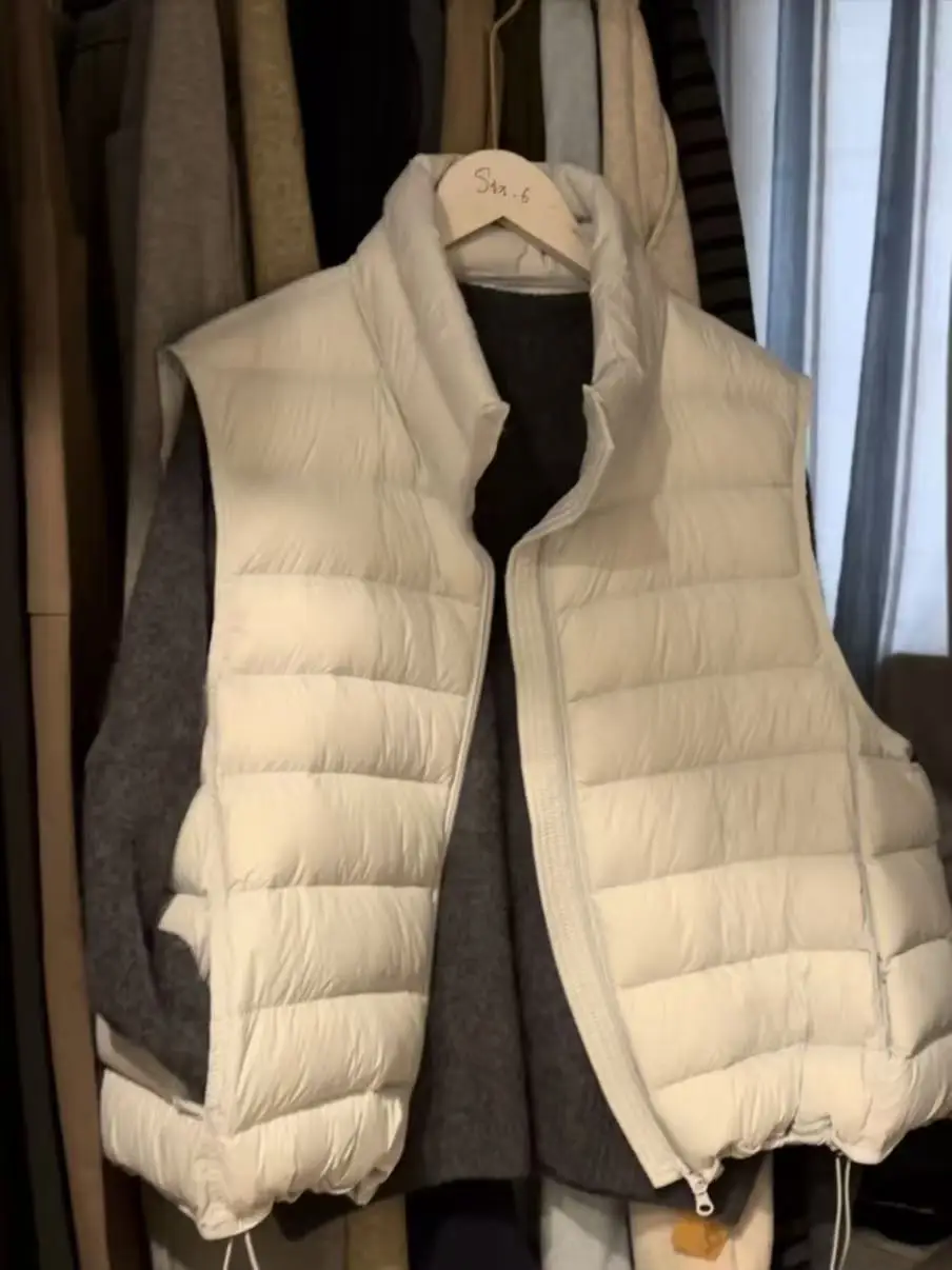 Gilet Imbottito Coreano con Collo Alto a Costine, Nuovo Design Autunno Inverno, Capospalla Svelato per Donna